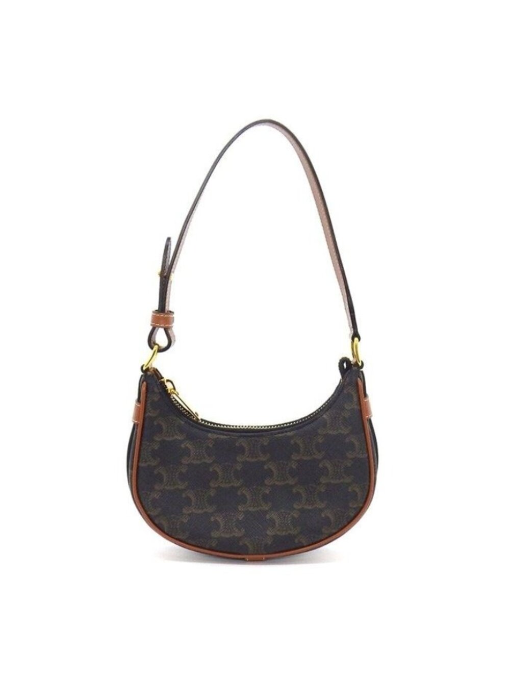 Celine Handbag Mini Ava Tan Triomphe Canvas Calfskin Gold